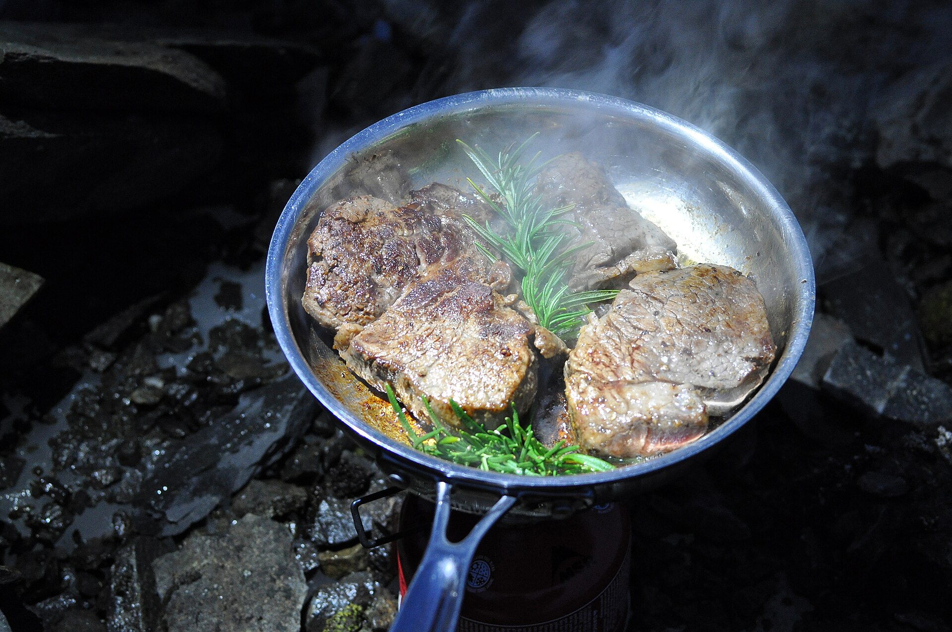 Cocinando con un hornillo de camping
